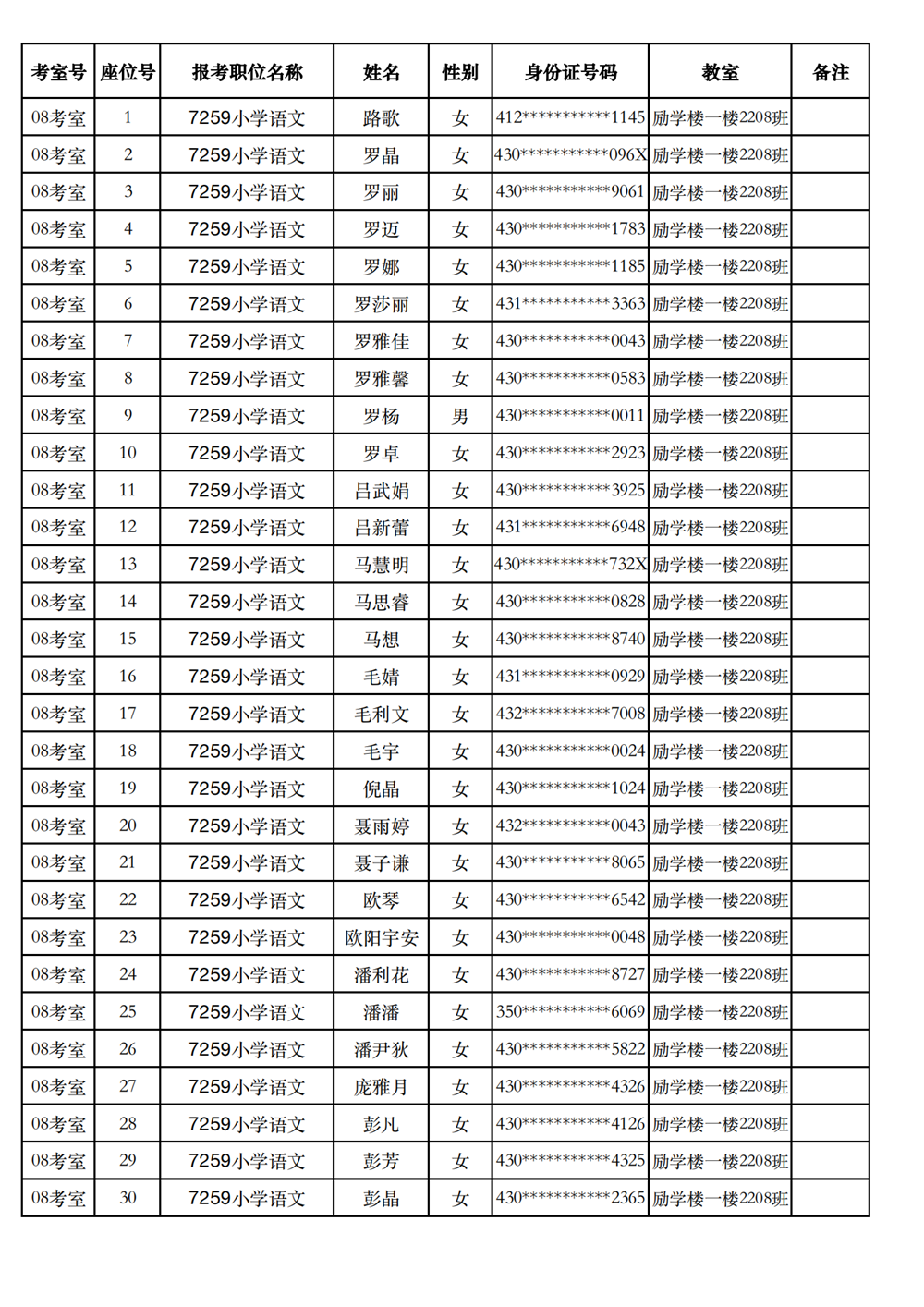 長(zhǎng)沙市實(shí)驗(yàn)小學(xué)2023年引進(jìn)高校畢業(yè)研究生筆試、選調(diào)骨干教師知識(shí)測(cè)驗(yàn)考場(chǎng)及座位號(hào)安排(圖9)