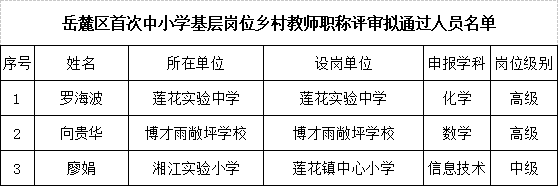 2021年岳麓區(qū)首次基層中小學教師職稱評審擬通過人員名單公示(圖2)